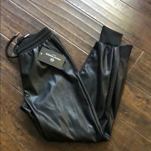 Faux Leather Joggers